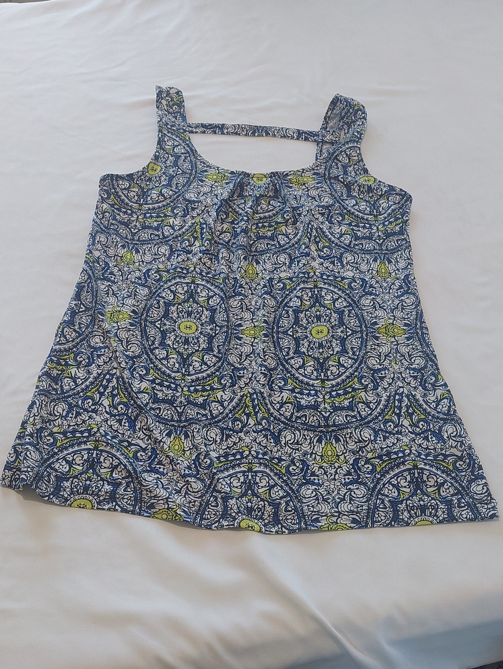 The Limited Blue and Yellow Paisley Silky Blouse.Size XS